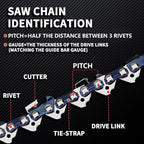 E & S 3 Pack 20 Inch Chainsaw Chain 3/8" Pitch .050" Gauge 72 Drive Links Semi-Chisel Chain Saw Chains for Husqvarna, Poulan, Craftsman, Greenworks and More Chainsaw Brands