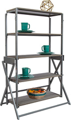 Origami Modern 2 in 1 Shelf to Table Style, Organizer Deco Rack Magically Turn to a Table/Desk in a Second,Fully Assembled, Platinum/Gray US Patent Pending (STT-PLAGRY)