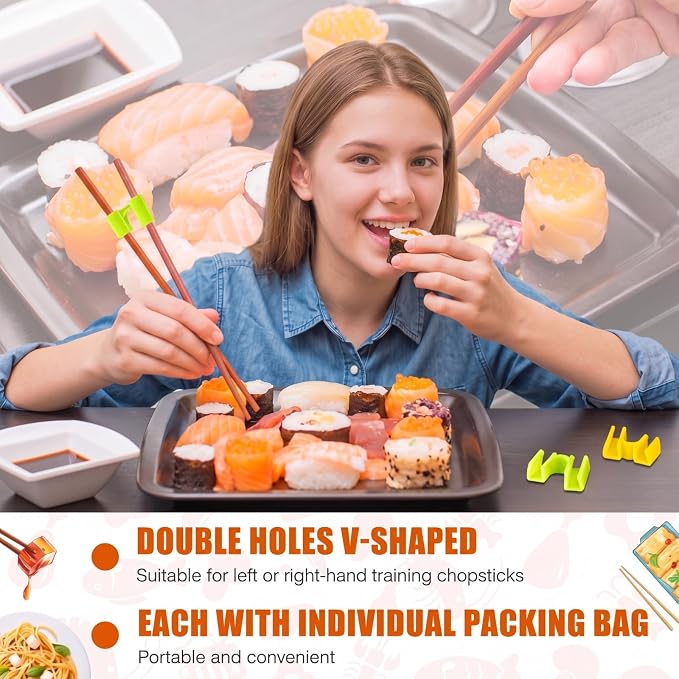 500 Pcs Reusable Chopsticks Helper Multicolor Plastic Practice Chopstick Trainer Hinges Connector Training Chinese Chop Non Slip Stick Helper for Adult Learner Beginner
