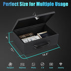 xydled Fireproof Document Box with Key Lock, Fire Safe Box, Black | Fire and water resistant lock box for documents, passports, cash and valuables, keeping secure at home, 13.2 x 11 x 4 Inch