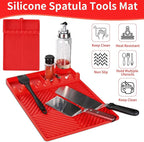 Find law Silicone Tools Mat for Griddle & Kitchen Countertop | Red Side Shelf Spatula Mat with Drip Pad for Blackstone Weber Traeger Pit Boss Flat Top Grill Smoker, BBQ Gifts for Men