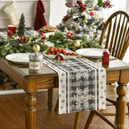 Artoid Mode Grey Buffalo Plaid Snowflakes Christmas Table Runner, Seasonal Winter Kitchen Dining Table Decoration for Home Party Decor 13x72 Inch
