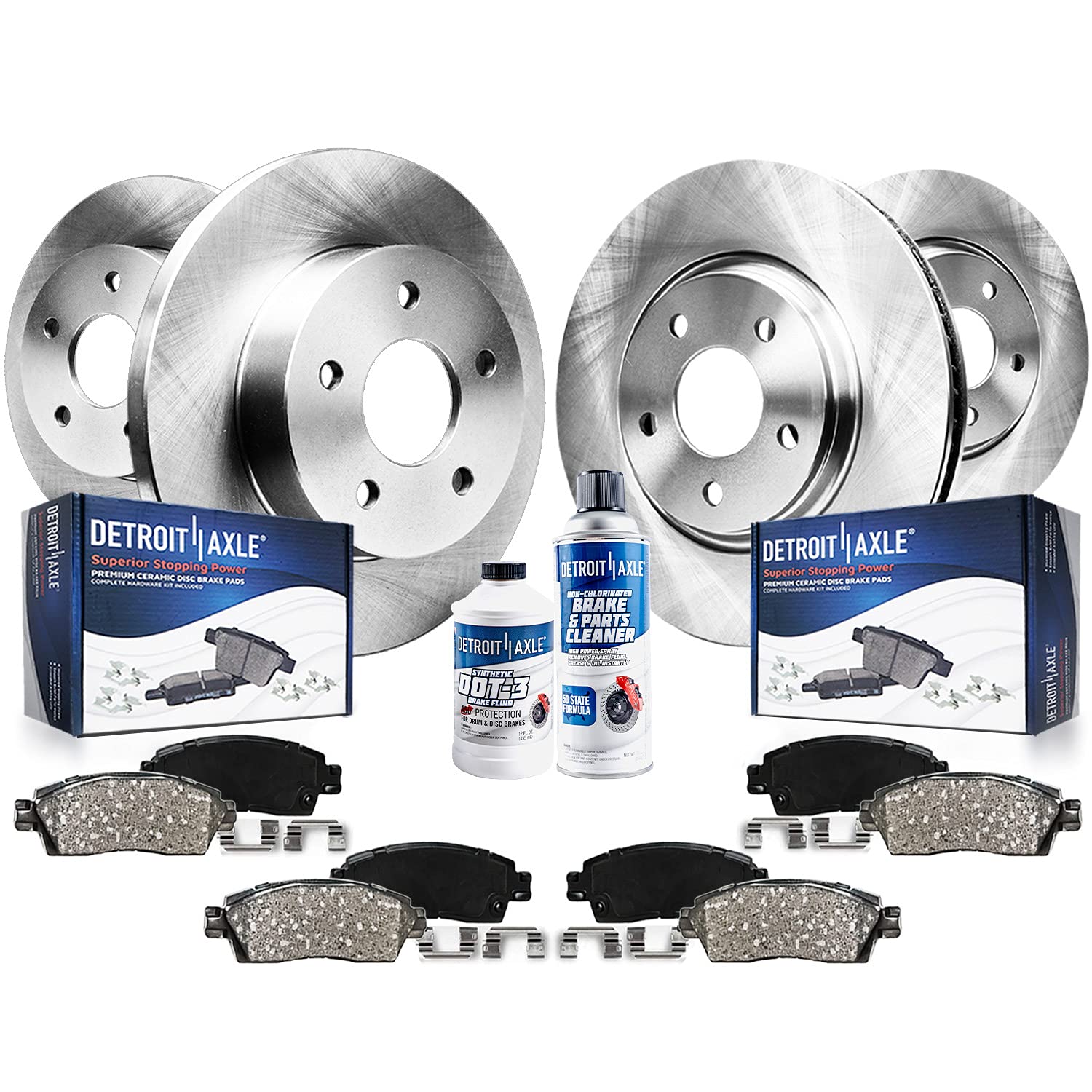 Detroit Axle - Brake Kit for 90-96 Subaru Legacy, Front and Rear Disc Brake Rotors Ceramic Brake Pads 1990 1991 1992 1993 1994 1