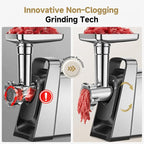 AAOBOSI Meat Grinder Electric, [3000W Max] Meat Grinder Heavy Duty with Auto-Reverse, Innovative Non-Clogging, Built-in Storage, Grinding, Sausage & Kibbe Making for Home Kitchen Use