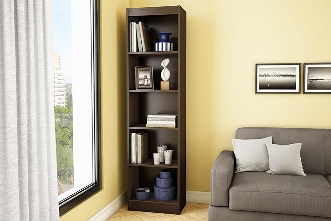 South Shore Axess 5-Shelf Narrow Bookcase, Chocolate