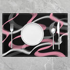 Feelyou Pink Grey Black Placemats Set of 4 for Stripes Placemat for Kitchen Dining Table Decor Indoor Outdoor 18"x12" Geometric Table Place Mats, Modern Striped Art Abstract