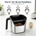 Ourokhome Espresso Knock Box with Lid, Compact Coffee Grounds Container for Home Coffee Bar, Removable Knock Bar, 304 Stainless Steel Exterior, Non-Slip Base & Handle, Easy Clean