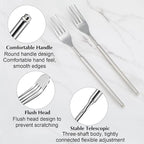 4 PCS Extendable Fork Set, Long Forks, Extended Stainless Steel Telescopic Forks for BBQ, Dinner, Dessert, Sausages, Hot Dogs, 9" to 25.2" Silver