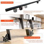 DIYHD 87" Rolling Library Ladder with Handrail, 4FT Sliding Rail, Black | 7-Step lightweight ladder with space-saving upright storage, Telescopic top hooks, Locking bottom rollers, 300lbs capacity