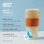 Host FREEZE Beer Glasses, Frozen Brew Mugs, Freezable Pint Glass Set, Insulated Beer Glass to Keep Your Drinks Cold, Double Walled Insulated Glasses, Gift for Dad, 16oz, Set of 2, Burnt Orange