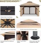 MASTERCANOPY 10x12FT Outdoor Patio Gazebo with Mosquito Netting for Backyard, Patio, Garden Beige