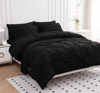 LANE LINEN Bedding Comforter Set for Split King Mattress, Soft 8 Piece Split King Bed in a Bag with 1 King Comforter, 1 King Size Flat Sheet, 2 Twin XL Fitted Sheets, 2 Pillowcases & 2 Shams - Black