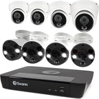 Swann Home Security Camera System with 2TB HDD, 8 Channel 8 Cam, POE Cat5e NVR 4K HD Video, Indoor or Outdoor Wired Surveillance CCTV, Color Night Vision, Heat Motion Detection, Dome Cams, 886808FB