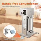 LEEVOT Electric Sausage Stuffer Maker, Vertical Electric Stuffer 11 Adjustable Speed Stainless Steel Commercial Sausage Filler Meat Stuffers with 5 Stuffing Tubes, Home & Commercial (22Lb/10L)