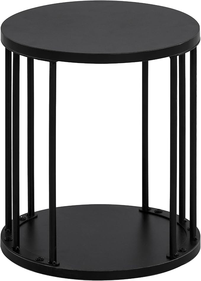 HDANI Small Round Wooden Step Stool for Kids Adults, 300lbs Load Capacity Garden Stool, Non-Slip Small Stool for Plant Stand, Kitchen, Bathroom and Bedroom, Black