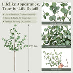6Pcs Faux Eucalyptus Stems, 27" Artificial Eucalyptus Plants with White Frosted Coating, Fake Eucalyptus Decor Silk Greenery Leaves for Wedding Bouquets Home Decor DIY Floral Arrangements