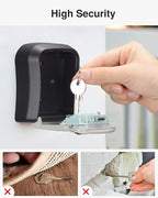 Puroma Key Lock Box Combo Wall-Mounted Storage Safe Lockbox Home Office | Outside, Portable, Wall Mount, Resettable, Combination, Weatherproof, High-capacity, Hold 5 Keys, Contractor Guest Realtor