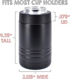 4-in-1 Stainless Steel 12 oz Double Wall Vacuum Insulated Can or Bottle Cooler Keeps Beverage Cold for Hours - Also Fits 16 oz Cans - Powder Coated Black - Clear Water Home Goods