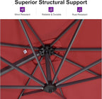 PURPLE LEAF 9 Feet Patio Umbrella Outdoor Cantilever Square Umbrella Aluminum Offset Umbrella with 360-degree Rotation for Garden Deck Pool Patio Terra