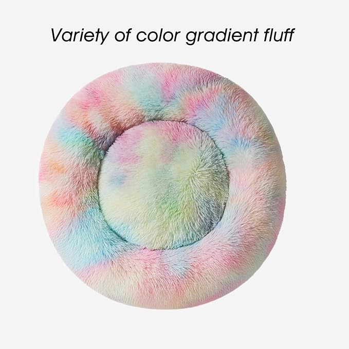 WESTERN HOME WH Calming Dog & Cat Donut Cuddler, Anti-Anxiety Warming Cozy Soft Round Bed, Fluffy Faux Fur Plush Cushion for Small Medium Dogs and Cats (20"/24"/27"/30")