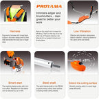 PROYAMA 51.7cc 2-Cycle Gas Powered Weed Eater Weed Trimmer, 3-in-1 Gas String Trimmer and Brush Cutter, Anti-Vibration System Tube Orange…