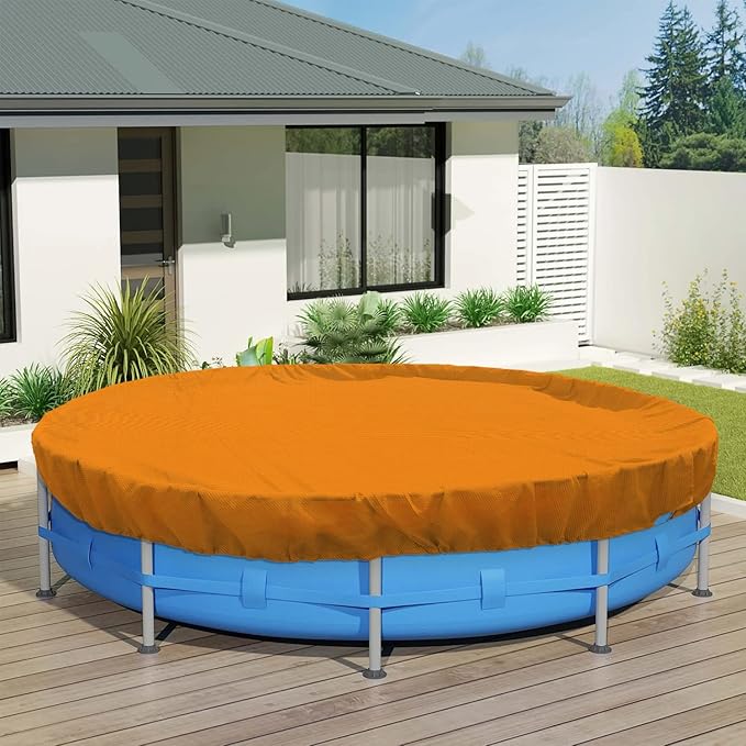 ECOOPTS 18 ft Round Pool Cover for Above Ground Pools, Swimming Pool Cover Protector Winter Safety Cover (Orange)