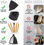 Kitchen Utensils Set- 34PCS Silicone Cooking Utensil with Holder, Umite Chef Heat Resistant Kitchen Spatula Set for Nonstick Cookware, Black Wooden Handles Kitchen Gadgets Tools Set