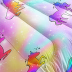 Datura home Unicorn Rainbow Comforter Bedding Set for Girls Kids Children Teens,Sky Glitter Star Colorful Bedding Set with 1 Comforter and 2 Pillowcases(Unicorn3 Full)