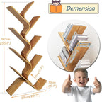 Bamboo Tree Bookshelf, 8-Tier Wood Bookcase, Free Standing Book Organizer Shelves, Books/Albums/Files Holder Display Storage Rack Space Saver for Living Room Bedroom-Log 55x23x5inch