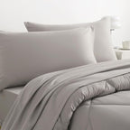 NTBAY Twin Comforter Set with Sheets, 5 Pieces Soft and Breathable Twin Bedding Set, Twin Bed in a Bag, Down Alternative Comforter Set Solid Color All Season, Kids Bedding Set, Smoke Grey