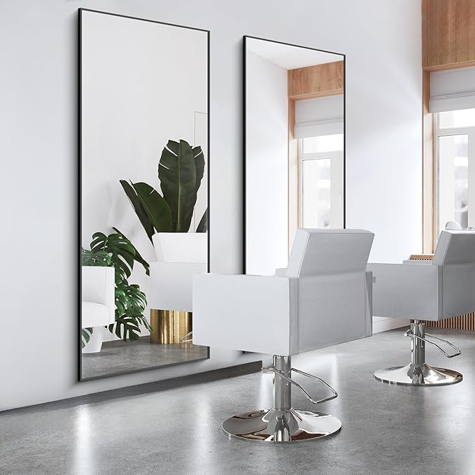 30x72inch Bathroom Mirror, Black Rectangle Mirror with Thin Frame, Large Rectangular Wall Mirror for Bathroom, Living Roomm, Hair Salon, Big Farmehouse Mirror Hang Horizontal/Vertical