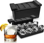 MTUS Clear Round Ice Cube mold, Silicone Whiskey Ice Sphere Mold with Easy-Release Tray, 8 Cavity Large 2 Inch Ice Ball mold
