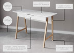 PARMA 42 Inch Modern Desk - Home & Office Small Computer Desk with Wide Drawer - Wooden Study Writing Minimalist Desk with Storage for Small Space, Bedroom & Workstations - Student Desk/Table (White)