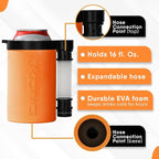 The Kong 2.0 - A Portable Can or Bottle Cooler/Cup With A Detachable, Expandable, Hose To Funnel Your Drink (Orange)