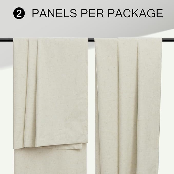 100 Inch Length Custom Summer Curtains for Windows Living Room Viral Back Tab Pleated Extreme Blackout Curtain Linen Designer Drapes for Sliding Glass Doors Patio 52 Wide x 100 Long Tall 2 Panel Beige