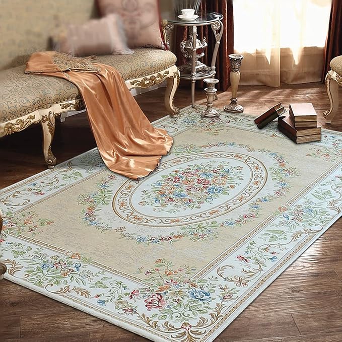 Home Collection Floral Design Modern Large Carpet for Living Room/Dining Room Floor, 5' x 7', Beige Garden