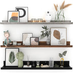 Giftgarden 36 Inch Multi Colors Floating Shelves for Wall Mount, Assorted Colors Wood Wall Shelf Ledge for Bathroom Bedroom Living Room Kitchen Storage, Set of 3 Different Sizes