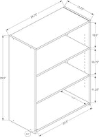 Monarch Specialties I BOOKCASE-36 H 3 Shelves Bookcase, White