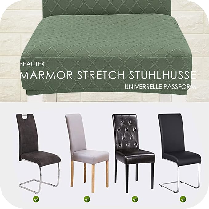 FORCHEER Chair Covers for Dining Chairs Set of 4,Jacquard Green Stretch Dining Room Chair Cover Kitchen Parsons Chair Slipcovers (Pack of 4, Jacquard Green)