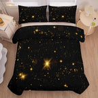 Tailor Shop Glitter Bedding Sets Full Size Black and Glod Comforter Sets for Kids Boys Teens Star Glitter Comforter Sets Twinkle Starlight Comforter Sets with 1 Comforter 1 Pillowcases