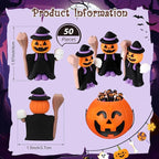 50 Pcs Halloween Mini Figurines Tiny Pumpkin Figures to Hide and Seek Rubber Wizard Miniatures Ornaments Gifts for Halloween Party Favors Table Decorations(Wizard)