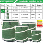 2-Pack 24 Gallon Collapsible Trash Can (19x21 in) Solid Bottom for Pop-Up Trash Can,Recycling Bin,Camping Waste Bin,Laundry Hamper,Yard Waste Bag,Yard Debris Bag,Lawn Grass,Garden Weeds Bags,Leaf Bags