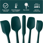 Silicone Spatula Set,5 Piece Food Grade Rubber Spatulas,Dark Green | Spatulas Silicone Heat Resistant for Baking,Cooking,and Mixing High Heat Resistant Non Stick Dishwasher Safe BPA-Free