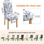 Fuloon Chair Covers for Dining Room 4 Pack, Printed Stretch Dining Slipcovers, Washable Kitchen Slip Covers for Parson Chair, Watercolor Leaves Printed, Set of 4