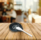 Littlefa Black Coffee Spoon Rest Holder-Coffee Bar Accessories | Funny Ceramic Coffee Spoon Rest for Coffee Bar Accessories Essentials, Coffee Lovers Gifts, But First I Drink Sign