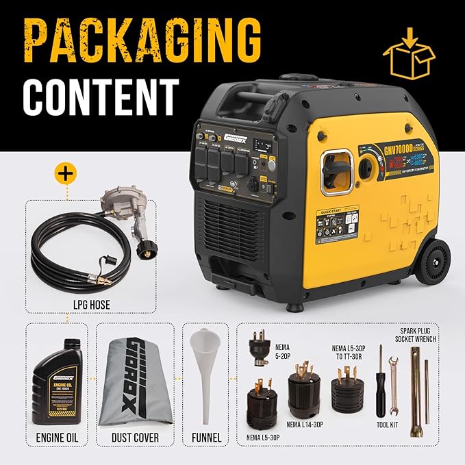 7000W Dual Fuel Inverter Generator, Gas & Propane Powered, RV Ready Remote/Electric Start, Super Quiet, 120V/240V with CO Sensor Portable Generator for RV, Camping or Party,EPA Compliant
