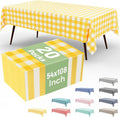 20 Packs Buffalo Disposable Table Cloth, 54 x 108 Inch Waterproof Plastic Tablecloth, Rectangle Yellow and White Checkered Table Covers for Picnic, Birthday, Party, Back to School