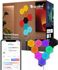 Nanoleaf Shapes WiFi and Thread Smart RGBW 16M+ Color LED Dimmable Gaming and Home Decor Wall Lights Smarter Kits (Black Hexagons Smarter Kit (9 Pack))