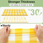 20 Packs Buffalo Disposable Table Cloth, 54 x 108 Inch Waterproof Plastic Tablecloth, Rectangle Yellow and White Checkered Table Covers for Picnic, Birthday, Party, Back to School