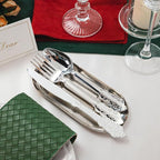 N9R 120PCS Silver Plastic Silverware, Vintage Disposable Utensils & Cutlery | 40 Fancy Forks, Spoons, Knives, Heavy Duty, BPA-Free, for Party, Weddings, Birthday & Holiday